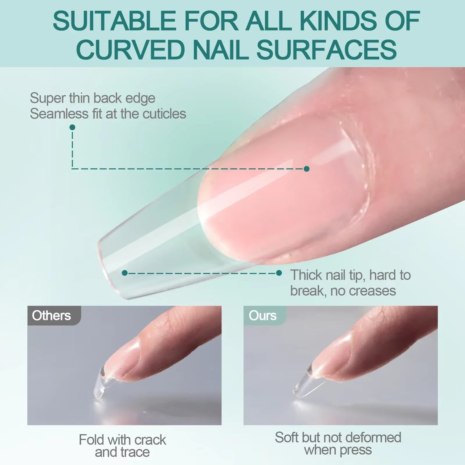 120Pcs/Box Gel X Nail Tips Medium Short Shape Almond/Square/Soft Gel Nail Tips False Nails Soak off Easy Nail Extensions