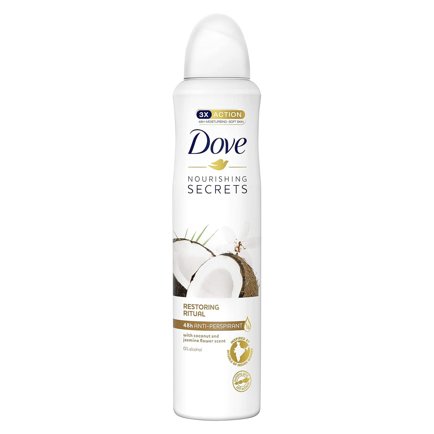 Dove Nourishing Secrets Coconut & Jasmin Flower Mit ¼ Feuchtigkeitscreme Anti-Transpirant Aerosol Langanhaltender Duft Frisches Deodorant 6 X 250 Ml
