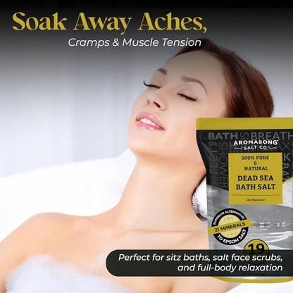 Dead Sea Salt - Spa Bath Salt - 19 Lbs Fine Grain Bulk - 100% Pure - Better Absorbing than Epsom Salt - Soak for Women & Men for Skin Issues and to Relax Tired Muscles - Resealable Pack.