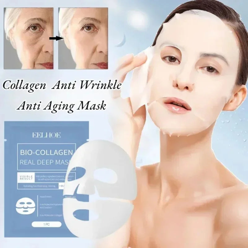 Collagen anti Wrinkle Facial Mask Fade Face Fine Line Lift Firm Skin Anti-Aging Moisturizing Brighten Skin Care Korean Cosmetics