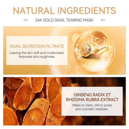 24K Gold Snail Active Collagen Facial Peeling Mask Face Skin Care Blackhead Nourish Facial Peel off Mask Skin Care