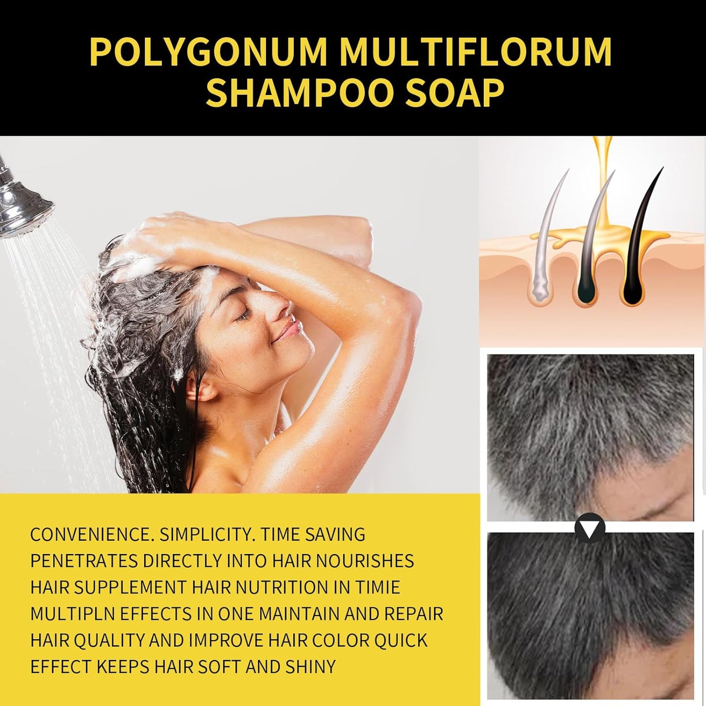 Haarfärbeshampoo, 500Ml Shampoo Für Gefärbtes Haar, Glättendes Shampoo, Hair Dye Shampoo 3-In-1, Reinigendes & Reparierendes Shampoo, Braun, Magic Hair Shampoo