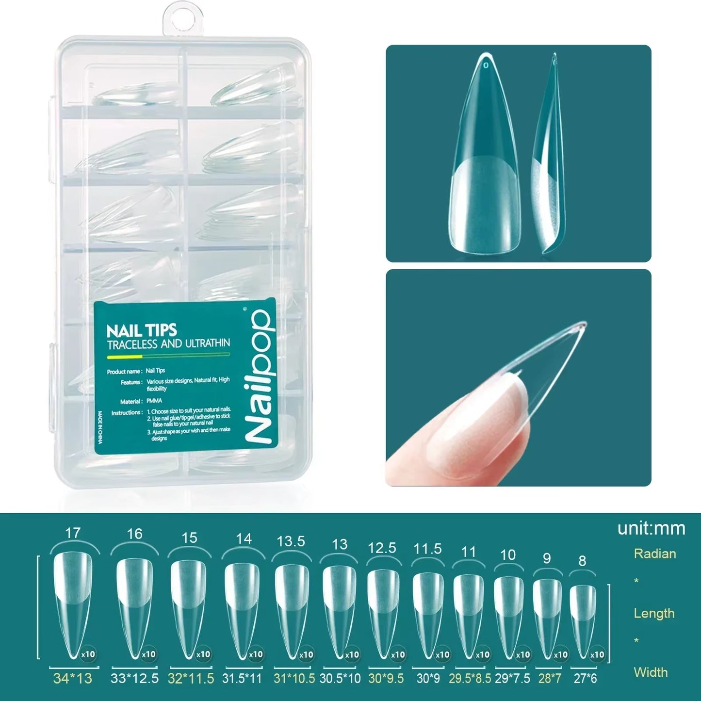 120Pcs/Box Gel X Nail Tips Medium Short Shape Almond/Square/Soft Gel Nail Tips False Nails Soak off Easy Nail Extensions