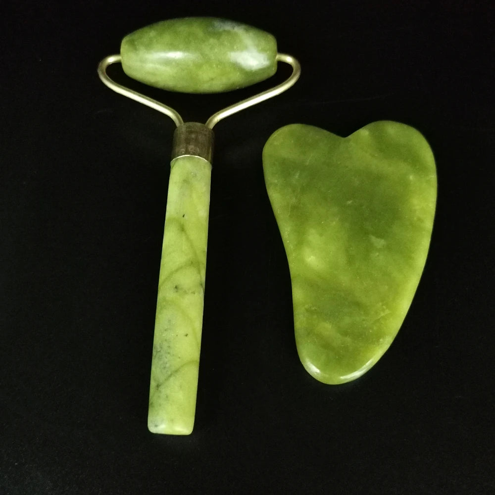 Natural Jade Face Roller Gua Sha Scraper Set Masssager for Face Neck Body Skincare Beauty Guasha Massage Tool Facial Slim Lift