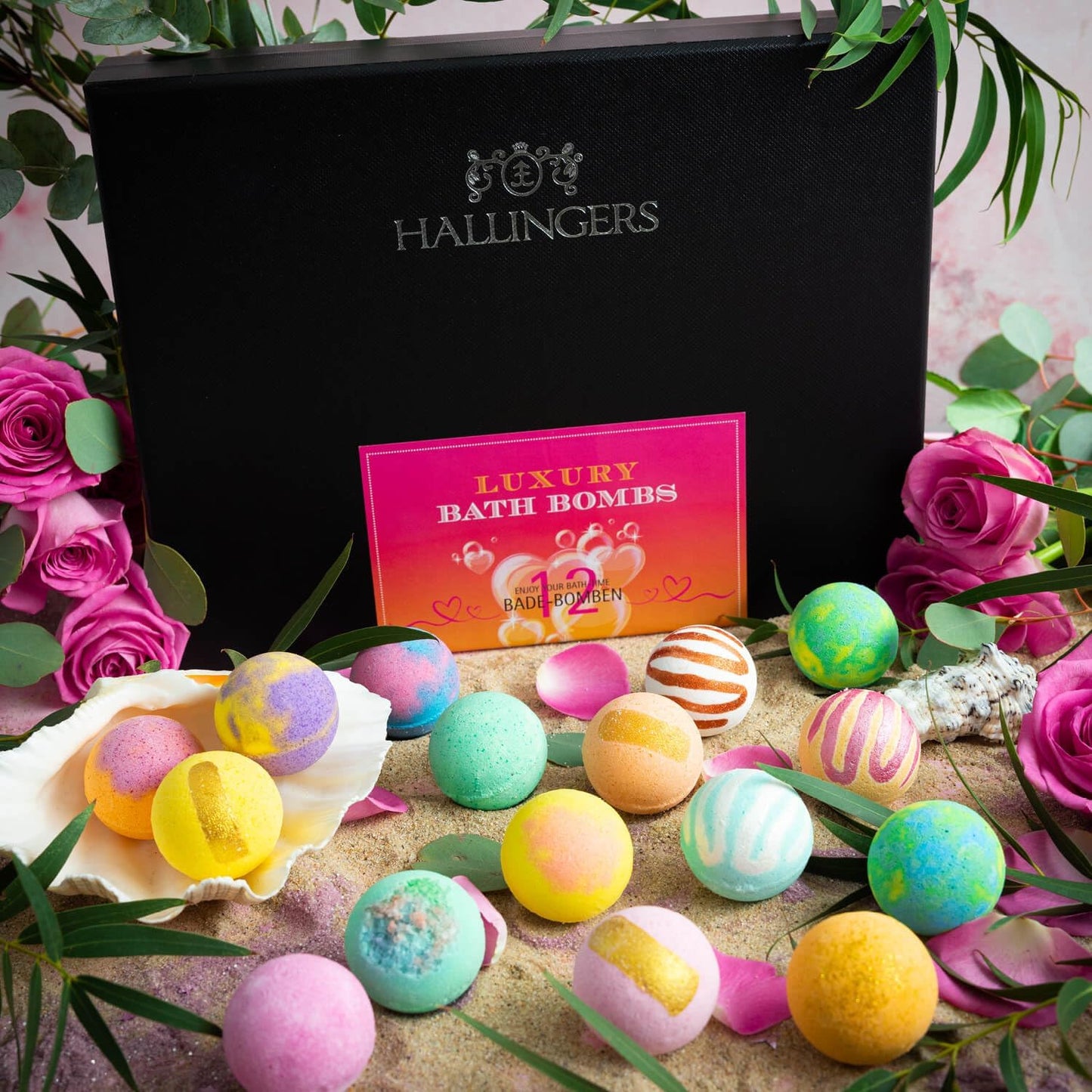 Hallingers Luxury Bath Bombs - Orange - 12Er Badebomben-Geschenk-Set Mit Zwölf Bathbombs (Set) - Geschenk Im Sommer & Als Perfektes Grillgeschenk | Glückwunsch Glückwünsche Neues Zuhause