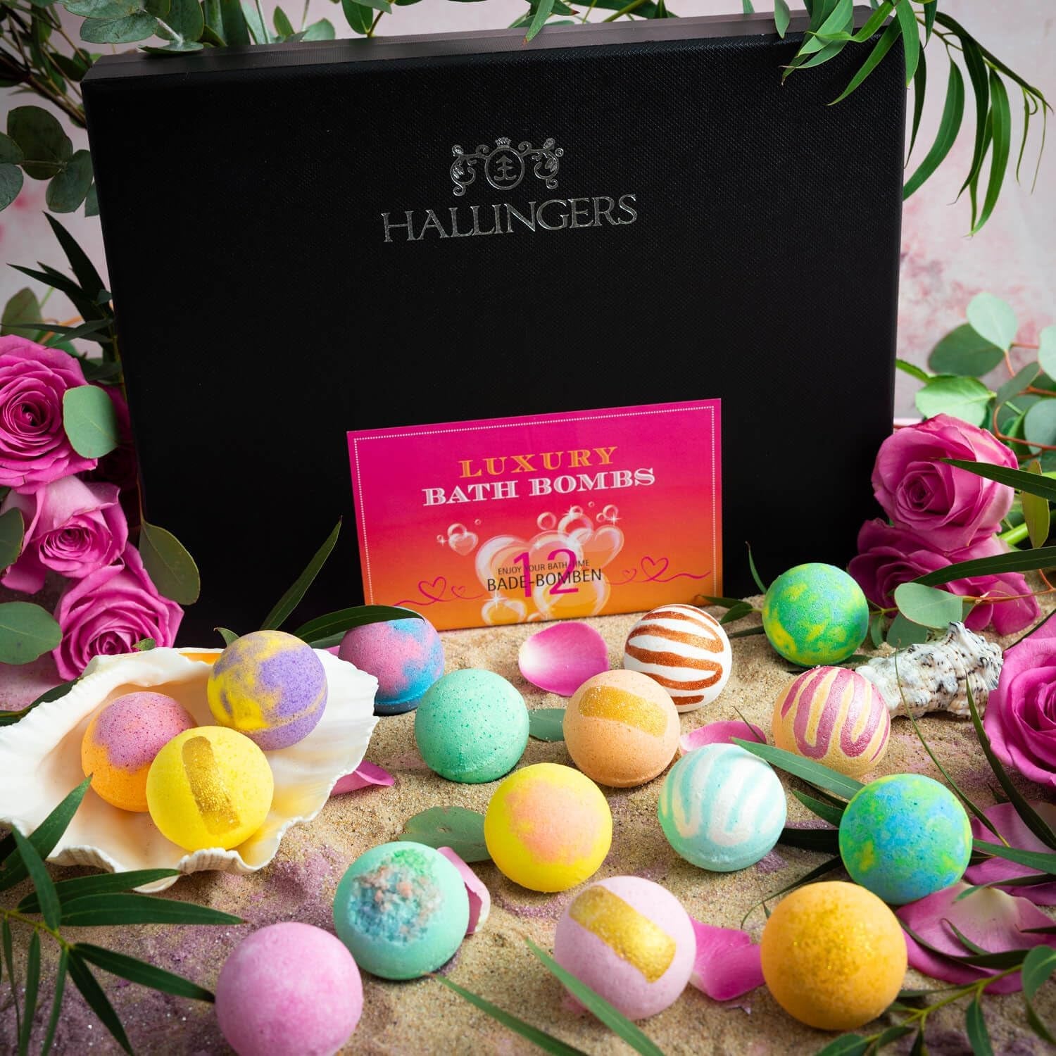 Hallingers Luxury Bath Bombs - Orange - 12Er Badebomben-Geschenk-Set Mit Zwölf Bathbombs (Set) - Geschenk Im Sommer & Als Perfektes Grillgeschenk | Glückwunsch Glückwünsche Neues Zuhause