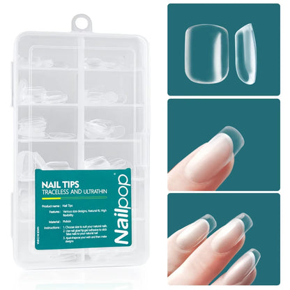 120Pcs/Box Gel X Nail Tips Medium Short Shape Almond/Square/Soft Gel Nail Tips False Nails Soak off Easy Nail Extensions
