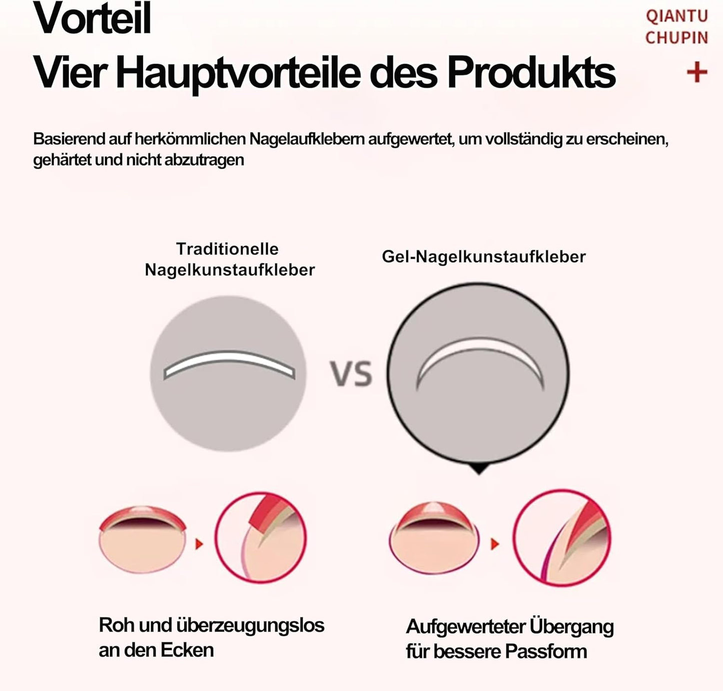 20Stk Nagellack Aufkleber, UV Nagelfolie Für Hände, Full Wraps Nagelaufkleber Led-Lampe Erforderlich Cured Gel Nail Strips Mit Nagelfeile Und Stick Für Frauen (Pink French, 24X)