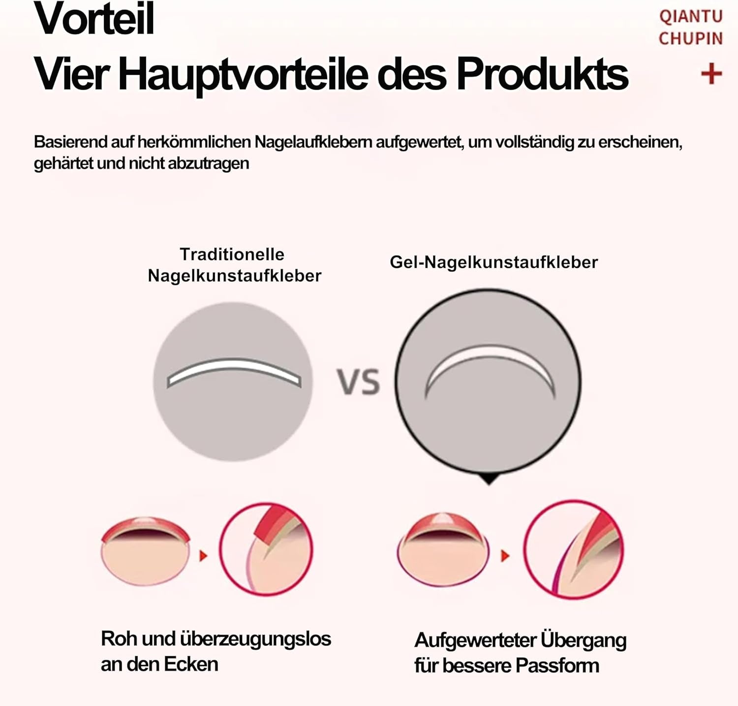 20Stk Nagellack Aufkleber, UV Nagelfolie Für Hände, Full Wraps Nagelaufkleber Led-Lampe Erforderlich Cured Gel Nail Strips Mit Nagelfeile Und Stick Für Frauen (Pink French, 24X)