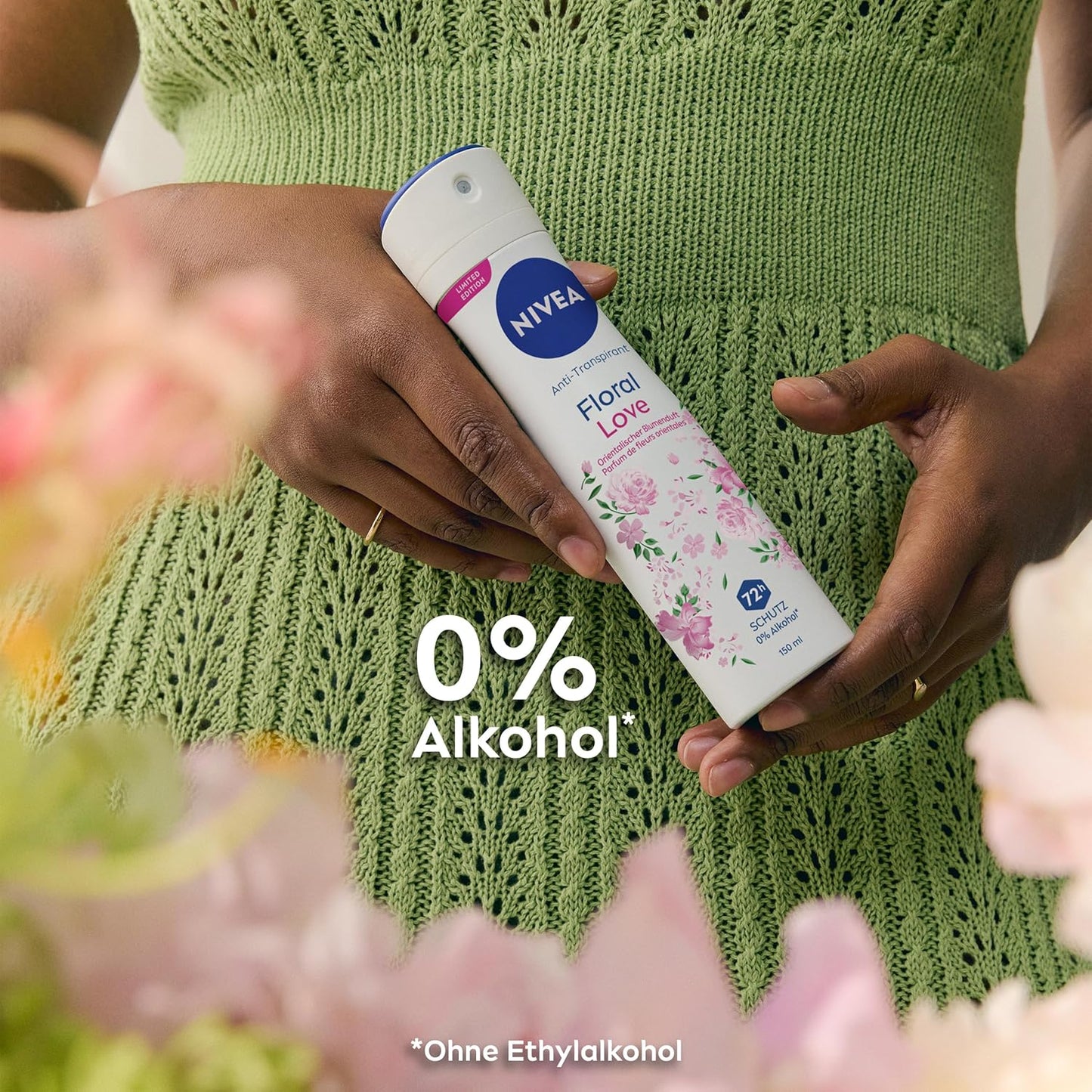 NIVEA Deo Spray Floral Love Limited Edition, Deodorant Mit 72H Anti-Transpirant-Schutz, Antitranspirant Mit Einer Duftkomposition Aus Orientalischen Blüten (150 Ml)