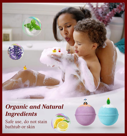 12 Pack Bath Bombs with Surprise Toys Inside, 2.6 Lbs Organic Bath Bombs for Kids, Bubble Bath Bomb Gift Set, Natural Handmade Fizzy Balls Kit Great Gift for Christmas