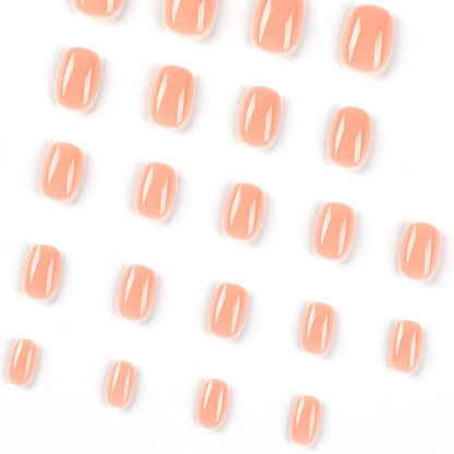 Mouyouglow 24 Stück Press on Nails Kurz,Squared Oval Einfarbig Nude Pink Fake Nails Full Cover Kunstnägel Mit Nagelkleber,Squoval Blush Rosa Solid Color Acryl Künstliche Fingernägel Für Frauen