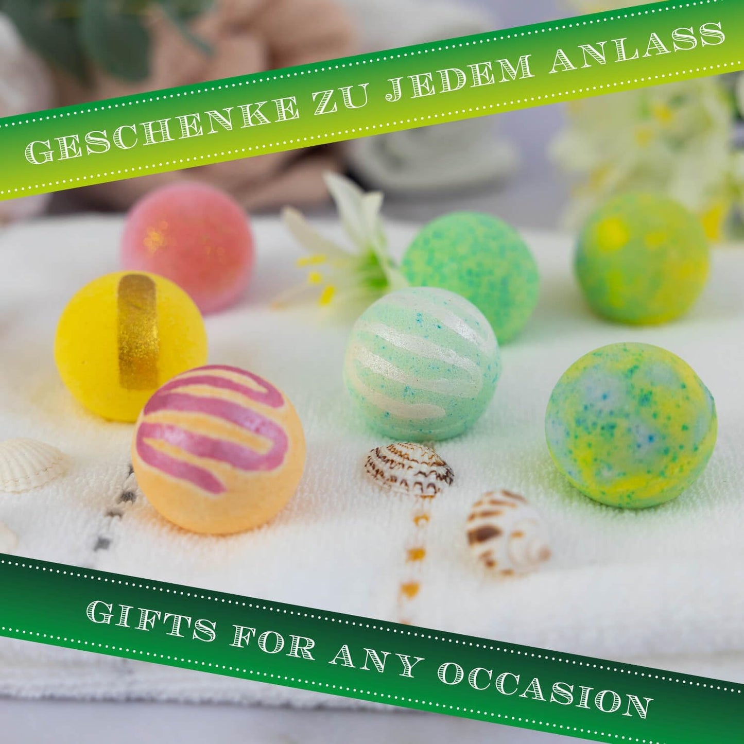 Hallingers Merry Christmas - Bath Bombs - Green - Weihnachtliches 12Er Badebomben-Geschenk-Set Zu Weihnachten Als Geschenk Zur Weihnacht (Set) - Geschenk Im Sommer & Als Perfektes Grillgeschenk | Gebu