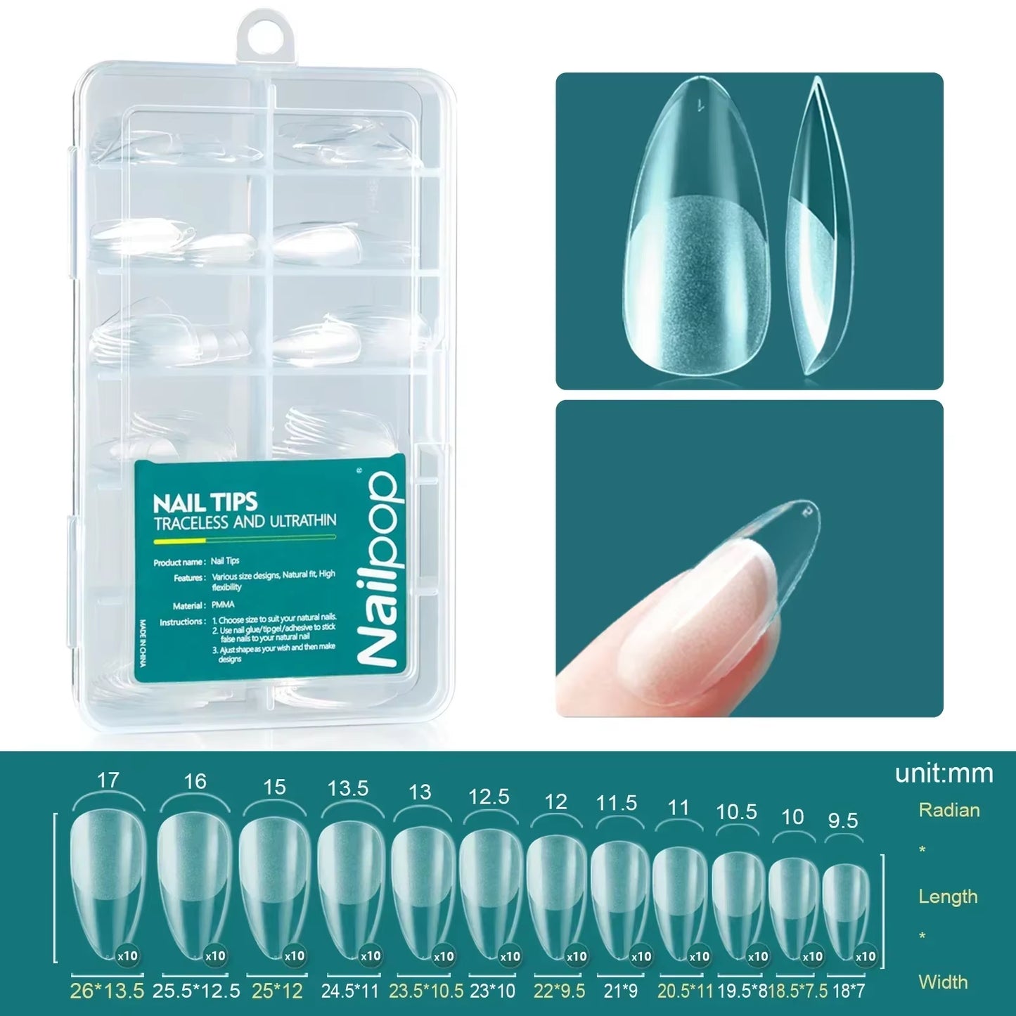 120Pcs/Box Gel X Nail Tips Medium Short Shape Almond/Square/Soft Gel Nail Tips False Nails Soak off Easy Nail Extensions