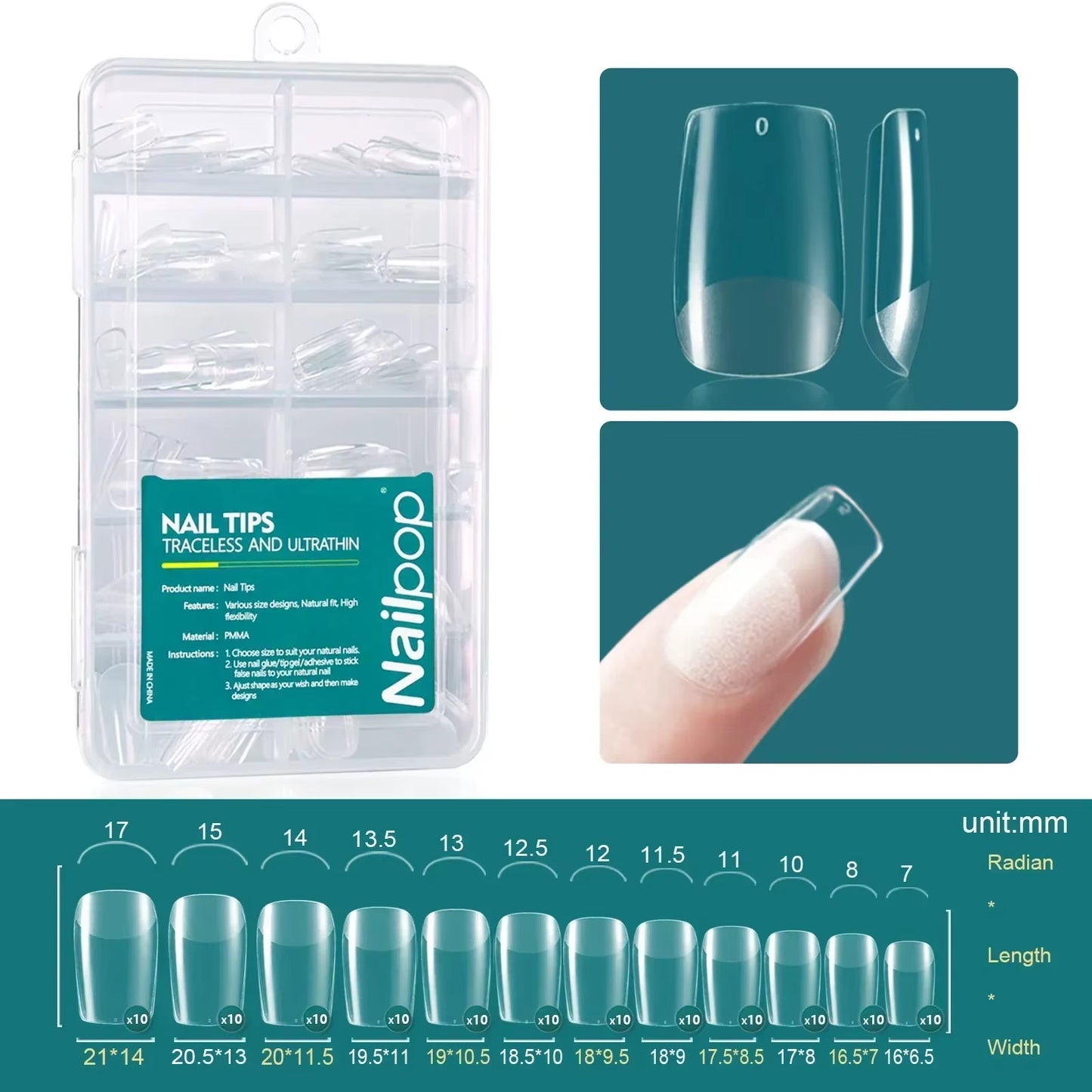120Pcs/Box Gel X Nail Tips Medium Short Shape Almond/Square/Soft Gel Nail Tips False Nails Soak off Easy Nail Extensions