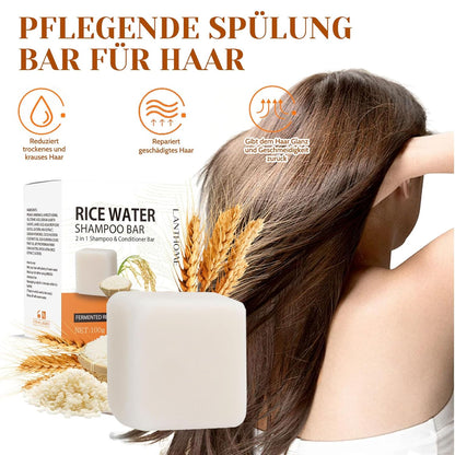 Reiswasser Shampoo- Und Conditioner 2-In-1 - Fester Shampoo Bar Für Trockenes Und Geschädigtes Haar, anti Spliss Frizz, Rice Water, 100G