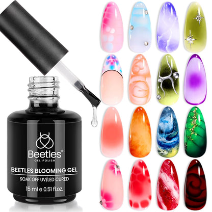 Beetles Blooming Gel, 15 Ml, Klarer Uv-Nagellack Für Nailart-Design, Blumen-Gel-Nagellack Zum Auftragen Von Effekten Beim Nageldesign, Maniküre, Geschenk Für Frauen