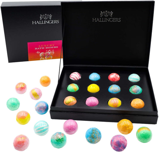 Hallingers Luxury Bath Bombs - Orange - 12Er Badebomben-Geschenk-Set Mit Zwölf Bathbombs (Set) - Geschenk Im Sommer & Als Perfektes Grillgeschenk | Glückwunsch Glückwünsche Neues Zuhause
