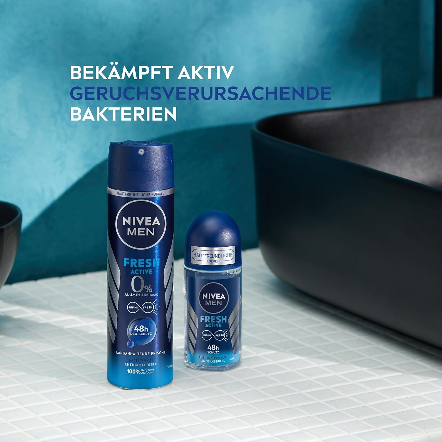 NIVEA MEN Fresh Active Deo Spray, Deodorant Mit Einzigartiger INFINIFRESH Formel Und Meeresextrakten, Deo Ohne Aluminium (ACH) Für 48H Schutz (150 Ml)