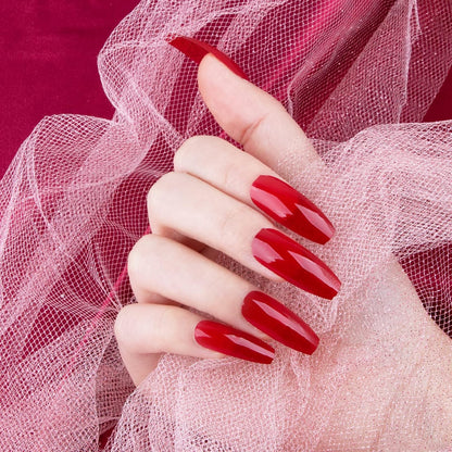 24 Stück Künstliche Nägel Zum Aufkleben Lang Rot Press on Nails Fake Falsche Nägel Fingelnägel DIY Nagelkunst Für Frauen Damen Mit Kleberpads Für Weihnachten Neujahr