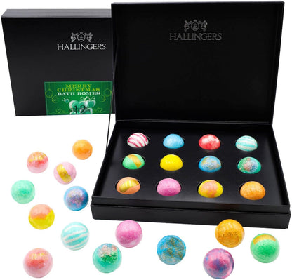 Hallingers Merry Christmas - Bath Bombs - Green - Weihnachtliches 12Er Badebomben-Geschenk-Set Zu Weihnachten Als Geschenk Zur Weihnacht (Set) - Geschenk Im Sommer & Als Perfektes Grillgeschenk | Gebu
