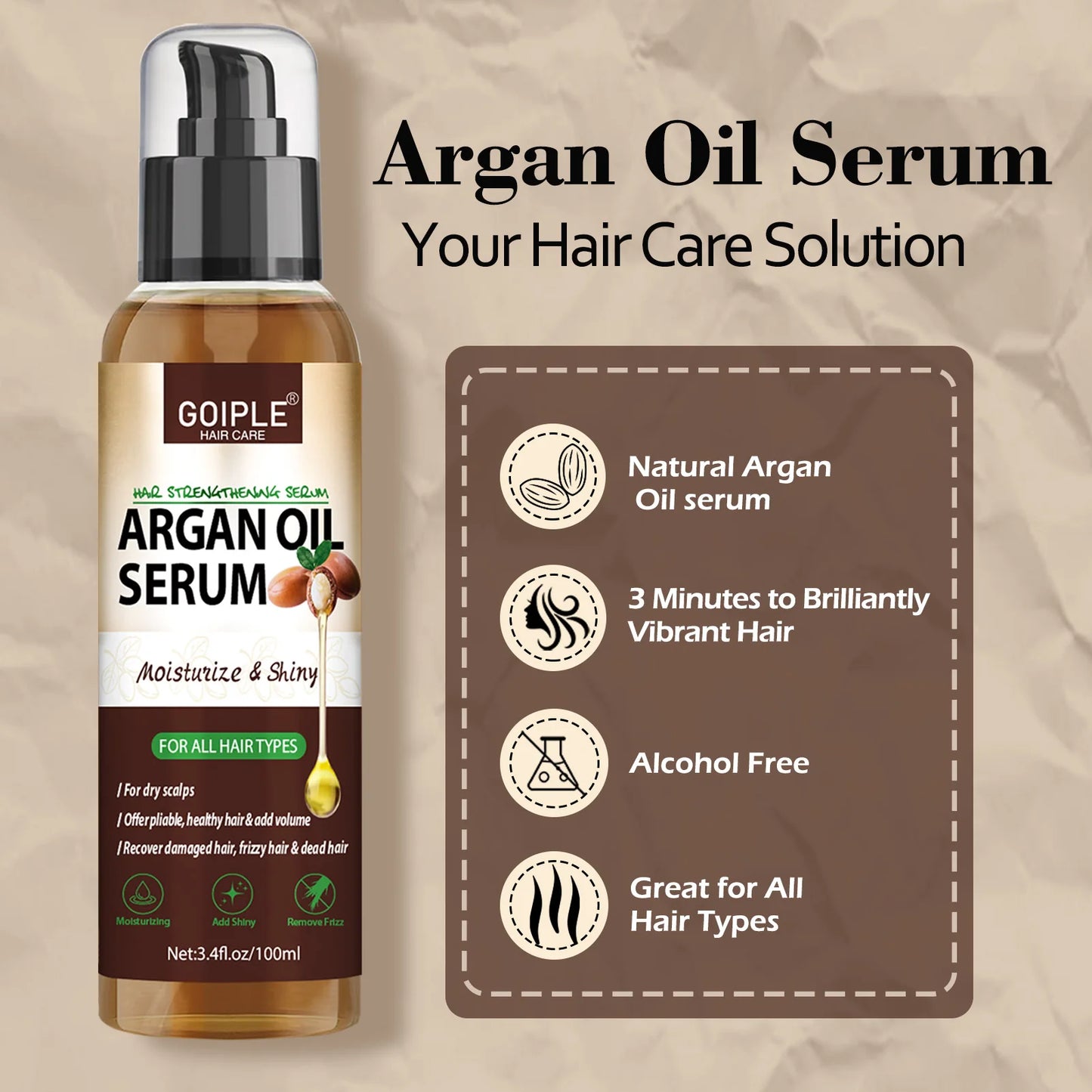 100Ml Natural Argan Oil Hair Serum Repair Strengthening Moisturize Shiny Hair Healthy Scalps Treatment Care Conditioner